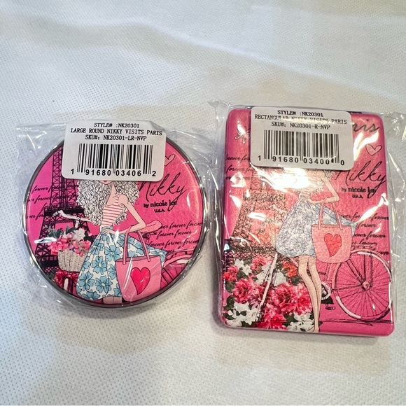 SET of 2-Compact Purse Mirrors-Nikky Visits PARIS Print-Nikky by Nicole Lee-NWT - Picture 4 of 4